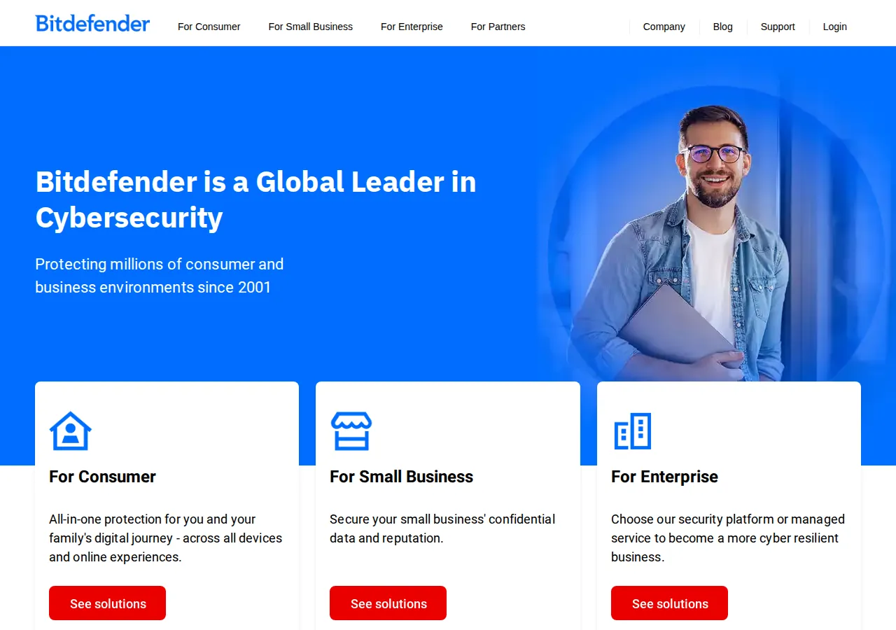 Bitdefender 平台界面预览 - 首页界面示意